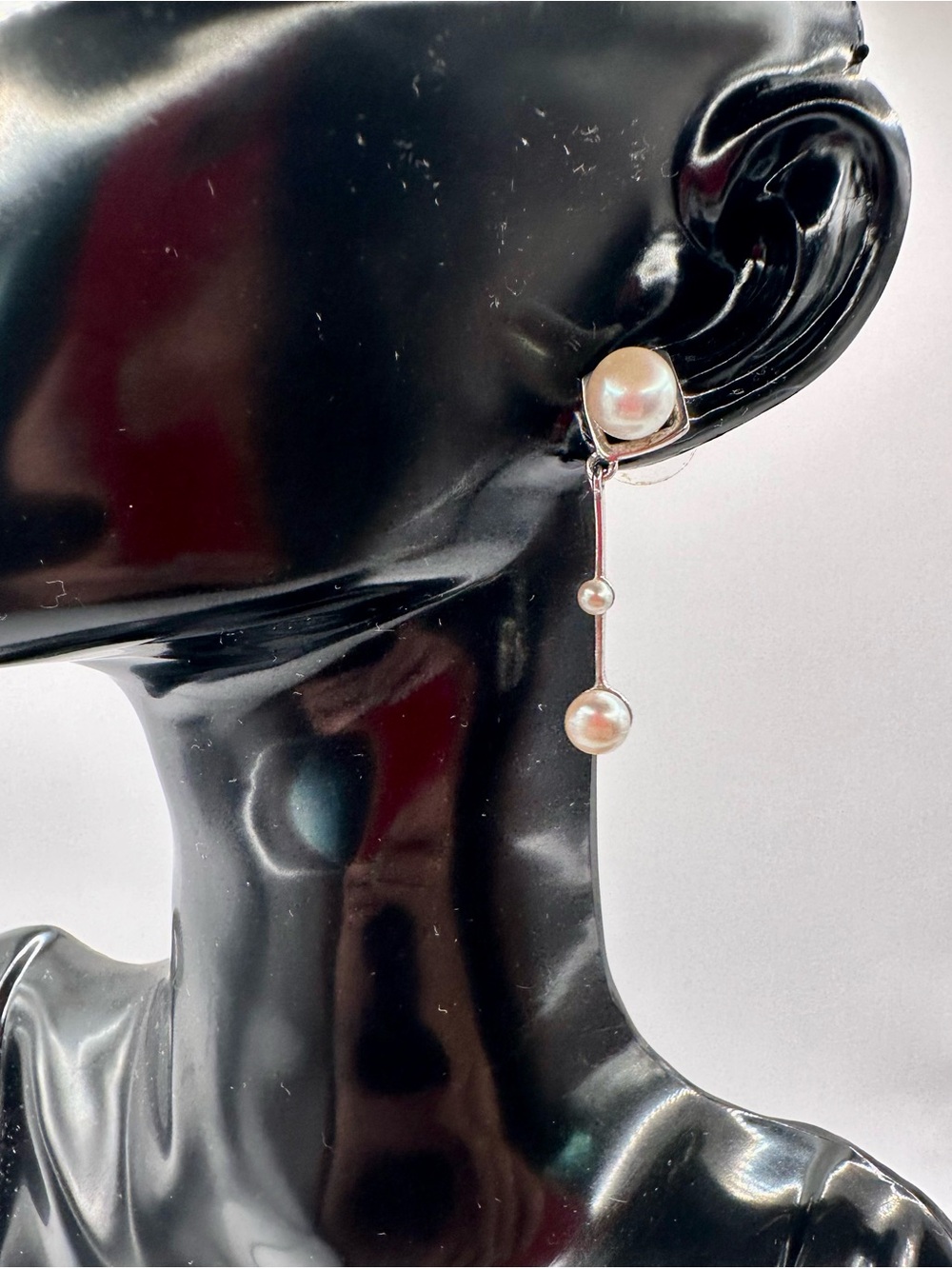 925 Sterling Silver Pearl Dangle Earrings Modernist LLK